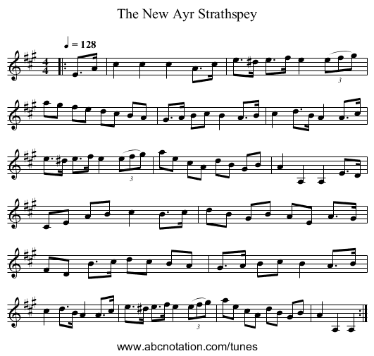 The New Ayr Strathspey - staff notation