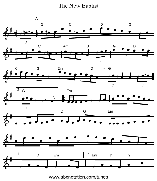 The New Baptist - staff notation