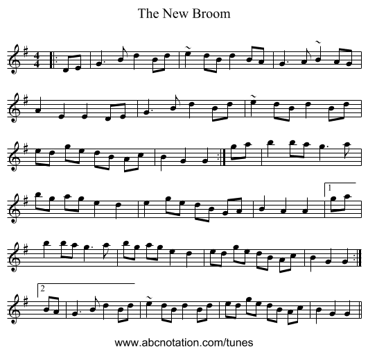 The New Broom - staff notation
