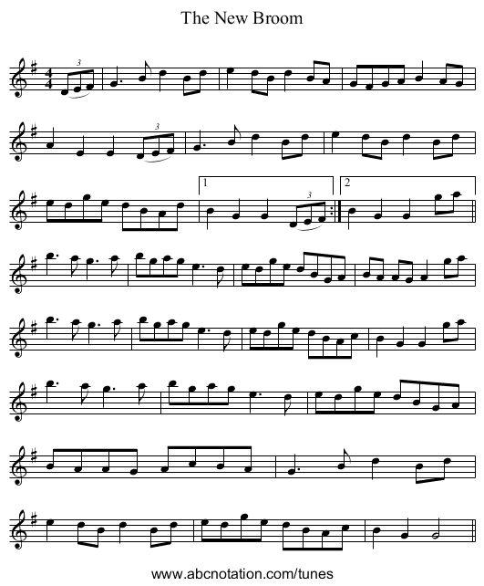 The New Broom - staff notation