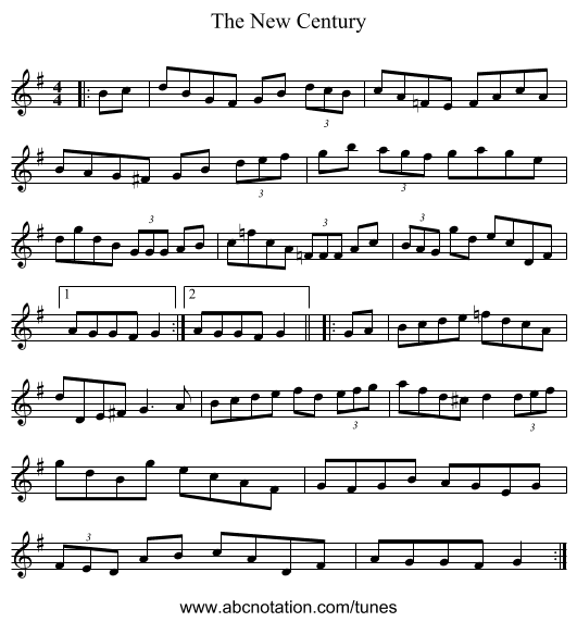 The New Century - staff notation