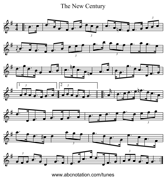 The New Century - staff notation