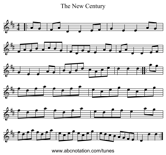 The New Century - staff notation