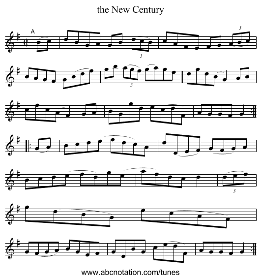 the New Century - staff notation