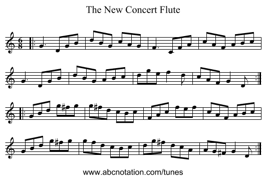 The New Concert Flute - staff notation