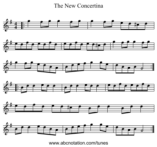 The New Concertina - staff notation