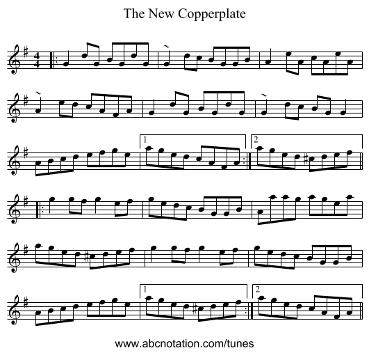 The New Copperplate - staff notation