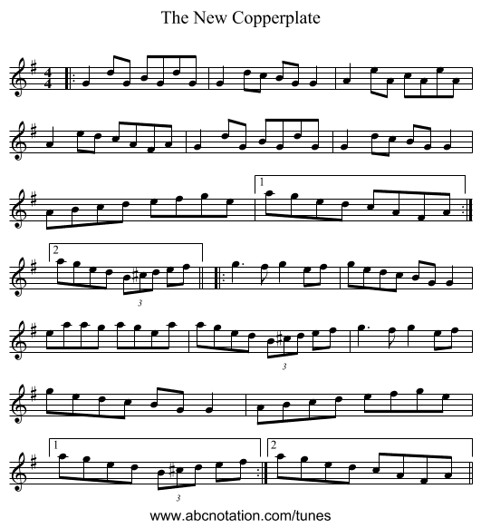 The New Copperplate - staff notation