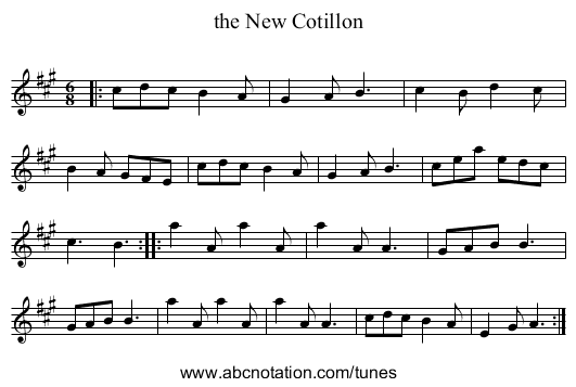 the New Cotillon - staff notation