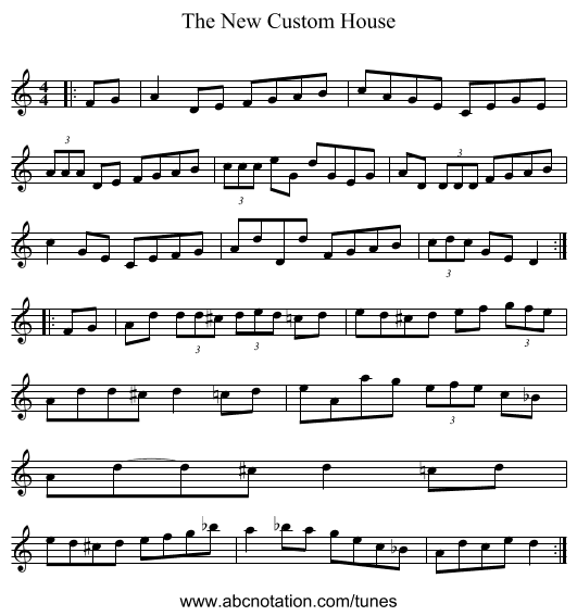 The New Custom House - staff notation