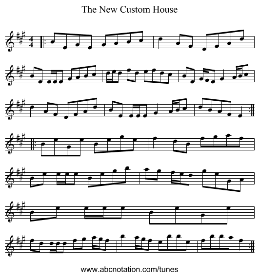 The New Custom House - staff notation