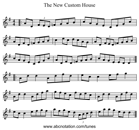 The New Custom House - staff notation