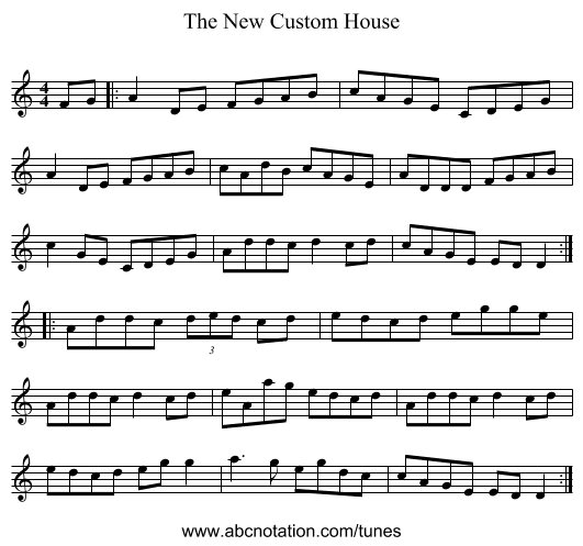 The New Custom House - staff notation