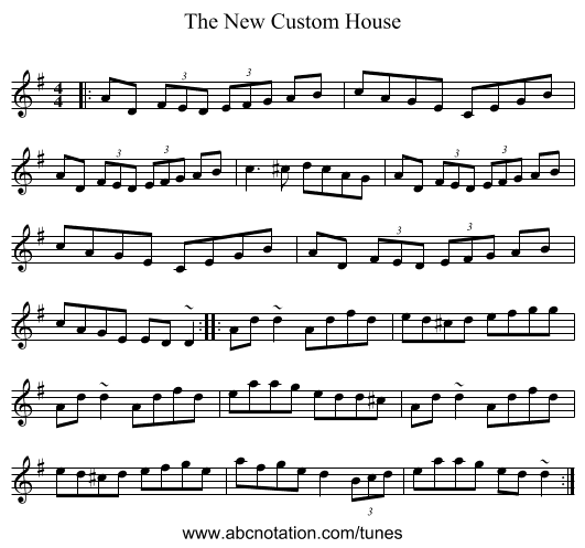 The New Custom House - staff notation