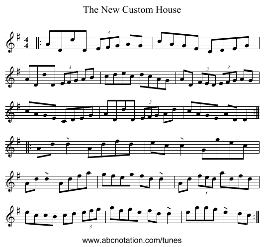 The New Custom House - staff notation