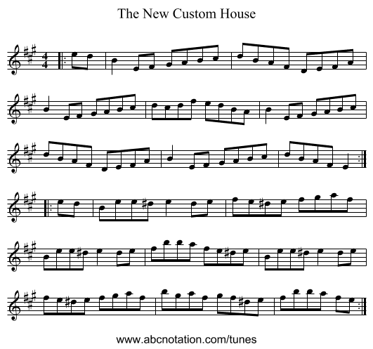 The New Custom House - staff notation