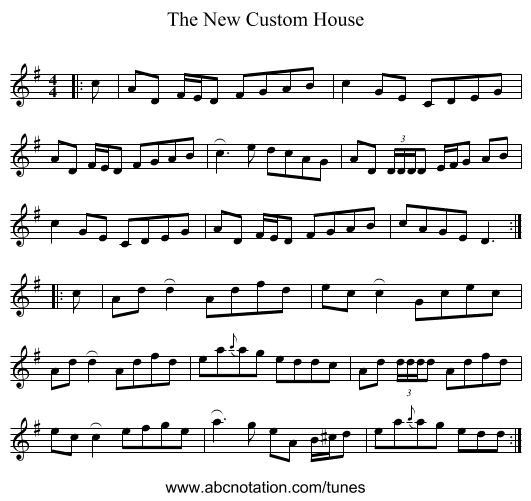 The New Custom House - staff notation