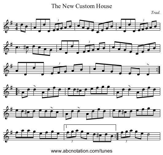 The New Custom House - staff notation