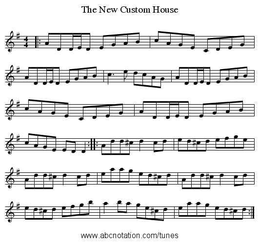 The New Custom House - staff notation