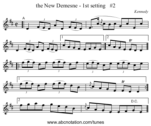 the New Demesne - 1st setting #2 - staff notation