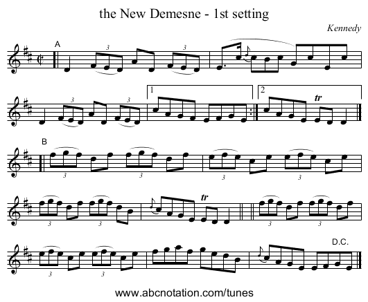 the New Demesne - 1st setting - staff notation