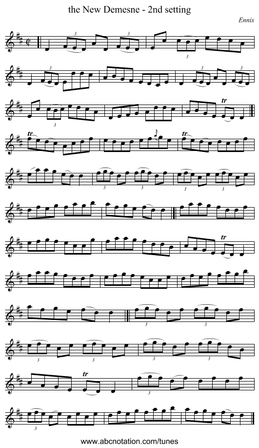 the New Demesne - 2nd setting - staff notation