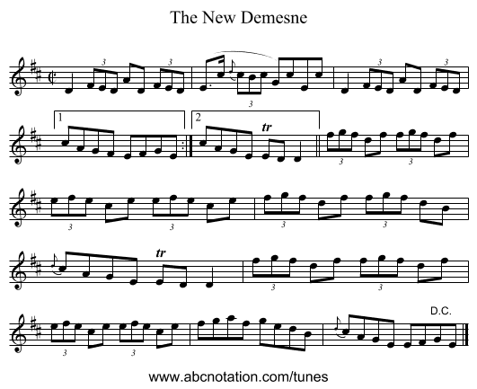 The New Demesne - staff notation