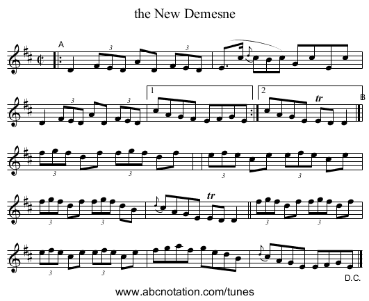 the New Demesne - staff notation