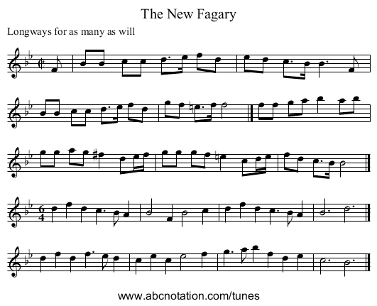 The New Fagary - staff notation