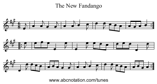 The New Fandango - staff notation