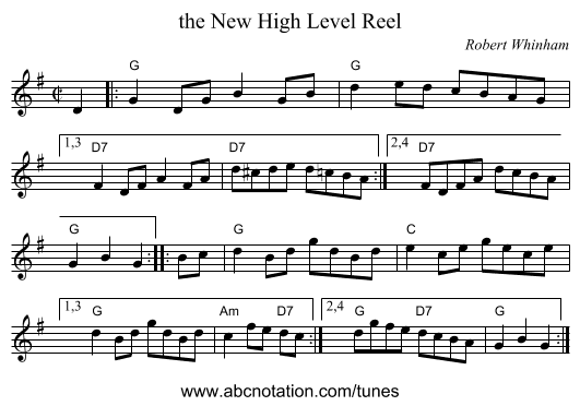 the New High Level Reel - staff notation