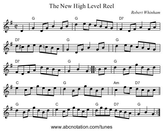 The New High Level Reel - staff notation