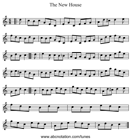 The New House - staff notation