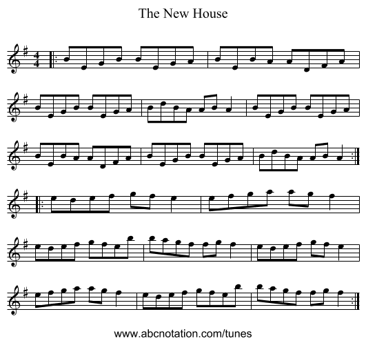 The New House - staff notation