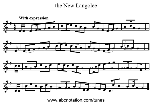 the New Langolee - staff notation