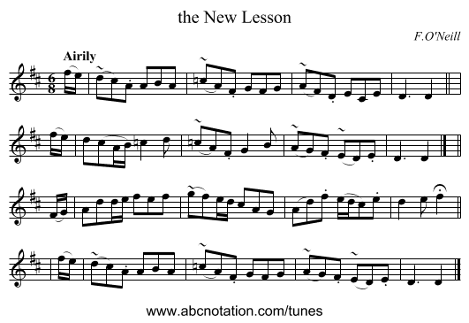 the New Lesson - staff notation