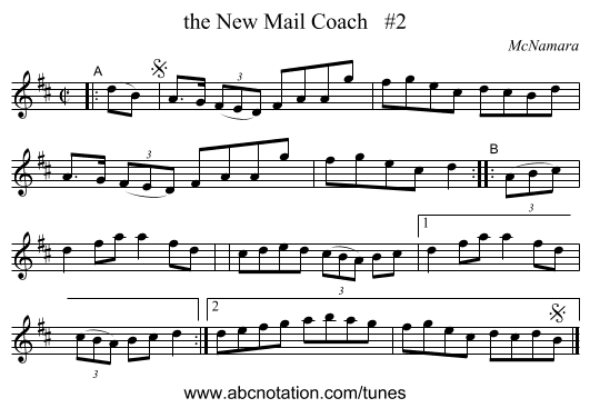 the New Mail Coach #2 - staff notation