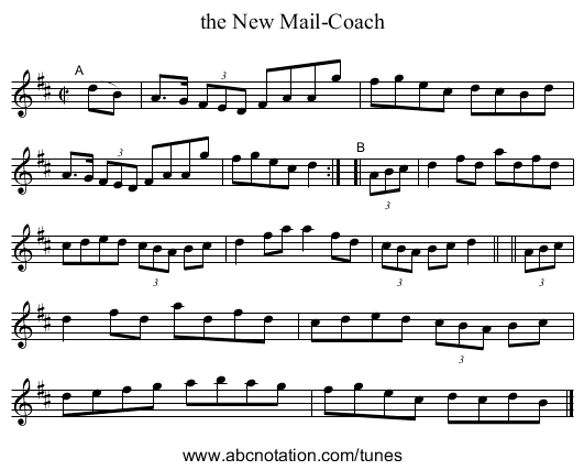 the New Mail-Coach - staff notation