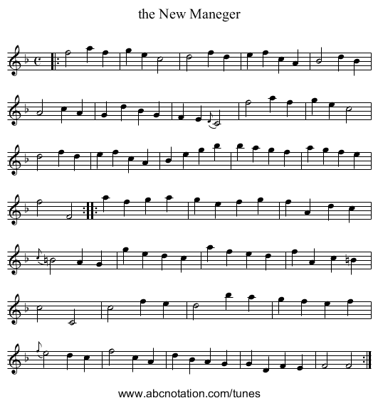 the New Maneger - staff notation