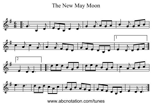 The New May Moon - staff notation