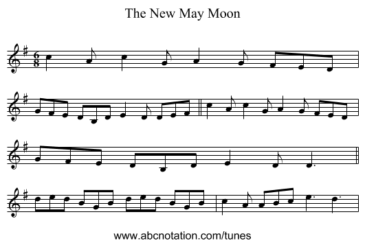 The New May Moon - staff notation