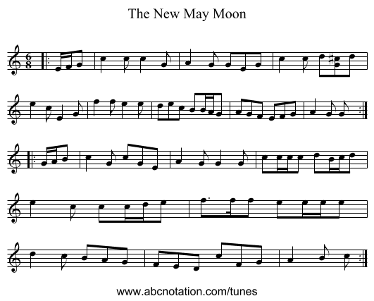 The New May Moon - staff notation
