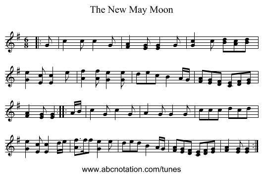 The New May Moon - staff notation