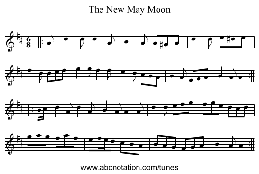 The New May Moon - staff notation