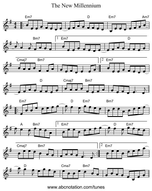 The New Millennium - staff notation