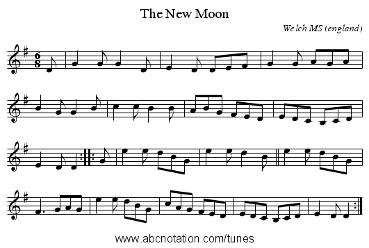The New Moon - staff notation