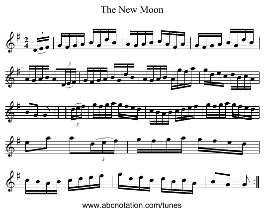 The New Moon - staff notation