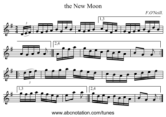 the New Moon - staff notation