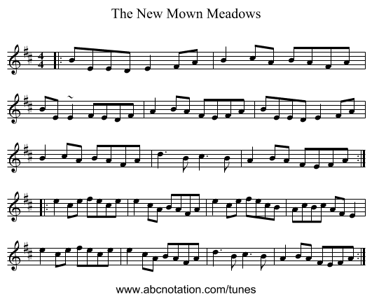 The New Mown Meadows - staff notation
