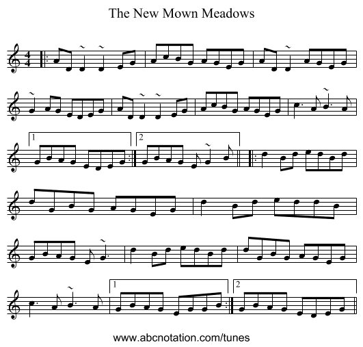 The New Mown Meadows - staff notation
